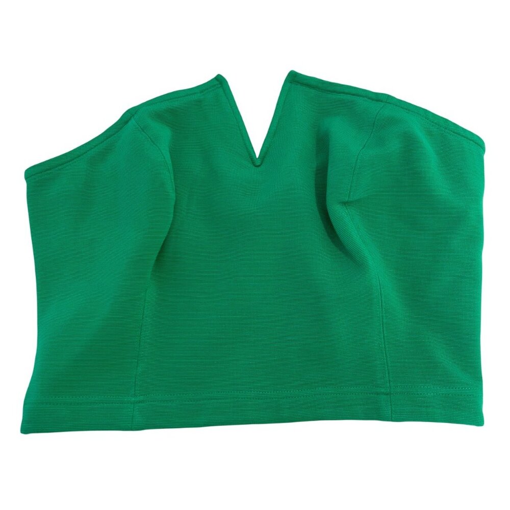 NEW Anthropologie Maeve Green Structured Corset Strapless Crop‎ Top Size LARGE